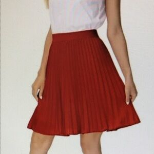 Elegant Red Pleated Skirt